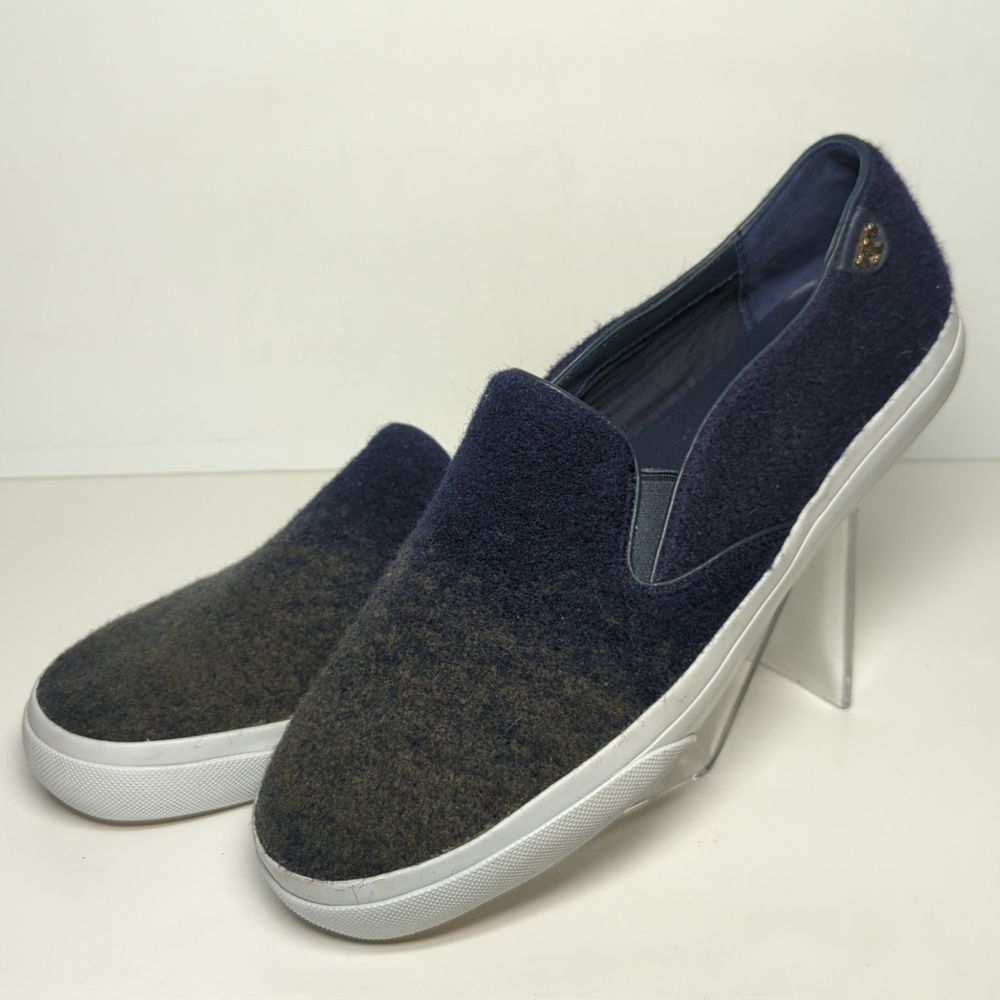 Tory Burch Stardust Ombre logo slip-on Blue & Green wool Loafers woman Size 10.5